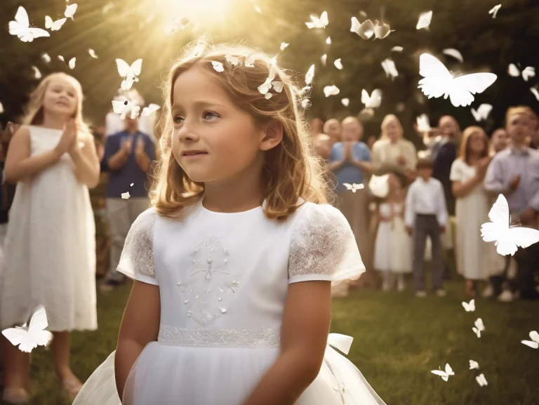 Primera Comunión con liberación de mariposas blancas